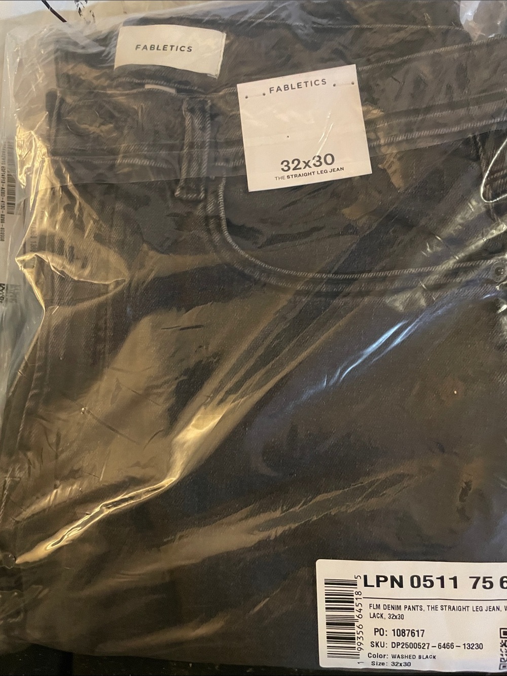 Fabletics denim pants the straight leg jean washed black 32x30